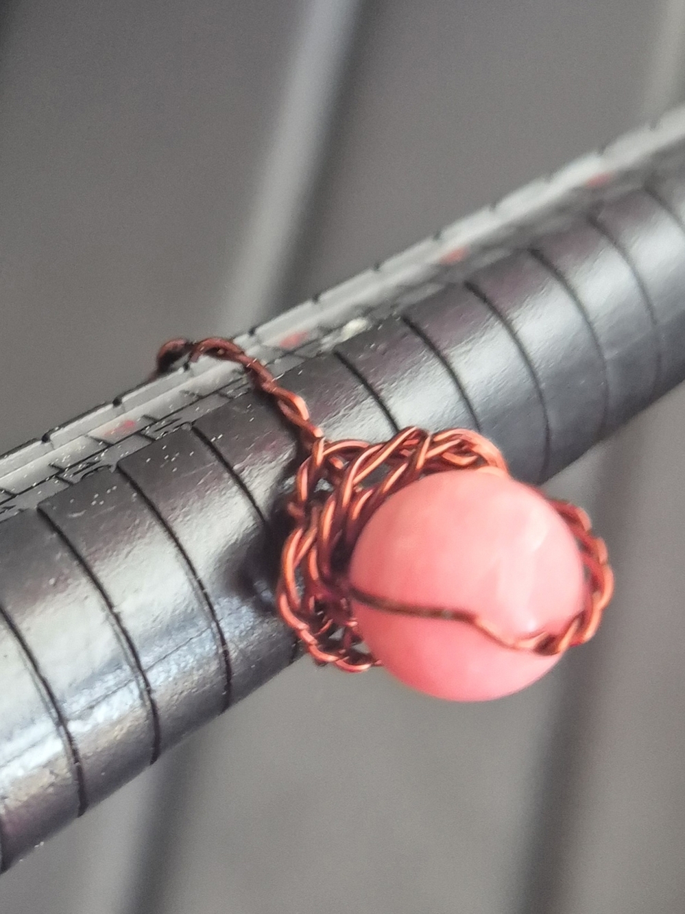 Handmade Natural Pink Jade Vintage Copper Ring! - Picture 6 of 7